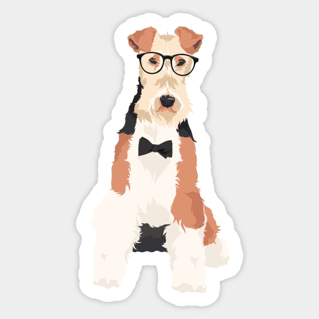 Hipster Cool Fox Terrier Wire Dog T-Shirt for Dog Lovers Sticker by riin92